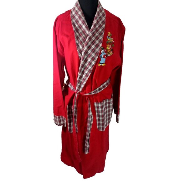 Vintage Warner Bros 1995 Sylvester & Tweety Red Plaid Robe M/L Embroidered Midni - Picture 3 of 9